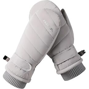 Women Winter-Ski-Mittens Gloves Waterproof-Snow-Gloves Warm Touchscreen Mittens for Cold Weather Snowboarding