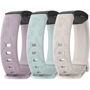 3 عبوات من أساور السيليكون المنقوشة بالزهور من Meliya لـ Fitbit Inspire 2 / Fitbit Inspire HR/Fitbit Inspire/Ace 2 أساور معصم بديلة للنساء والرجال، صغيرة وكبيرة
