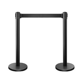 Crowd Control Barriers Stanchions Heavy Duty Premium Steel Black Stanchions, 2 PCS Stanchions with Retractable Belts for Line Divider Easy Assembly Crowd Rope Safety Barriers