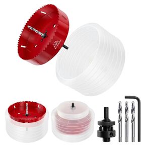 6.25 in Hole Saw for Recessed Lights, 6-1/4 Hole Saw with Dust Bowl Kit for Can Lights, 6 Inch Hole Cutter for Ceiling Drywall Wood Plywood Gypsum Board Drilling, Hole Saw Accessories