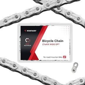 Himiway KMC Bike Chain 1/6/7 Speed Super Rustproof Z1eHX Wide EPT with 1 Pairs Bicycle Magic Buckle Reusable 120 Links 1/2 * 1/8 Inch Silver Gray