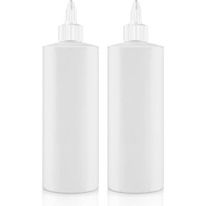 Bar5F Condiment Squeeze Bottles, 16 OZ, Twist Top Cap, Leak Proof, BPA-Free Plastic, 2 Pack