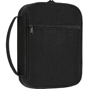 Bible Cover, Standard Size Polyester Bible Case with Internal Compartments and Zippers, 10x7x2 Inches (Dark Green)