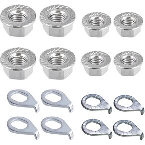 16pcs Bike Wheel Axle Nut and Bicycle Hub Safety Washer Kit M8 M9.5 M10 Bicycle Hub Flanged Axle Nuts Bike Parts Accessories for Front Rear Most Mountain Road Commute Bike Wheel Axle
