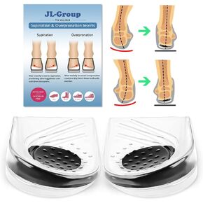 JL-Group 2 Layers Adjustable Heel Wedges Inserts, Anti-Shock Heel Insoles for Supination Pronation Corrective, Bow Legs, Foot Alignment (Black, L (7.5-11 Women, 6.5-11Men))