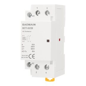 Baomain AC Contactor 50A 2 Pole Normally Open Universal Circuit Control 35mm DIN Rail Mount CE Listed BCT-50/20 2NO (220, Volts (AC))