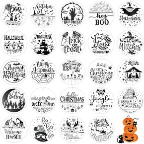 24PCS Door Mat Stencils for Painting Halloween Stencils Christmas Stencils for Painting on Walls 12inch Large Stencils for Painting Door Mats Wall Windows Doors Fabric