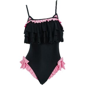 haikyuu Women Goth Cat Swimsuit Ruffle Flounce One Piece Swimsuit Tummy Control Bathing Suit