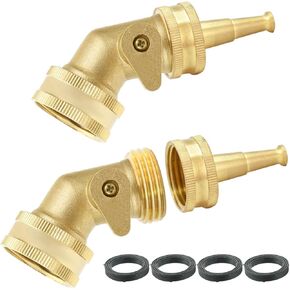 PLG Adjustable Garden Hose Nozzle Sprayer with Shut-off Valve Kit - 45° Elbow and Comfortable Grip for Effortless Watering