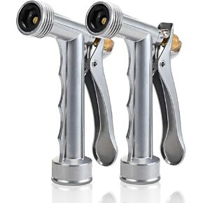 Hose Nozzle 2 Pack, Full Size Pistol Nozzle with Threaded Front, Durable High Pressure Garden Hose Nozzle, Rear Control Sprayer for Watering Plants, Cleaning