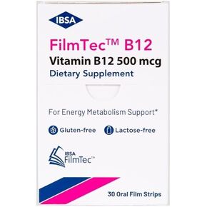 Ibsa FilmTec B12 - Dietary Supplement – 500 mcg Vitamin B12-30 Oral Dissolving Films for Immediate Release and Tolerability - Gluten-Free, Lactose-Free, Sugar-Free, Non-GMO