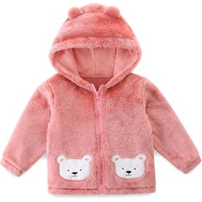 Unisex Cute Polar Fleece Lined Sherpa Full-Zip Jacket Coat Winter Warm Hoodie for 0-4t