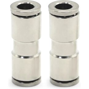 2 Pack Push to Connect Tube Fitting, 5/32 Inch OD Air Tube Quick Connect Fittings, Nickel Plated Copper Tube Connector for Connection of 5/32 Inch OD Tube
