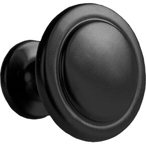 Ilyapa Flat Black Kitchen Cabinet Knobs - 1 1/4 Inch Round Drawer Handles - 10 Pack of Kitchen Cabinet Hardware