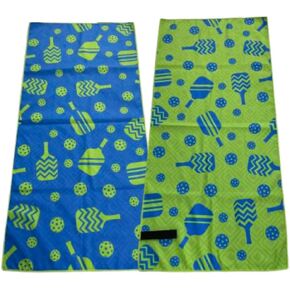 Pickleball Premium Microfiber Towel, Pickleball Gift and Accessory, Cute 15x30 inch Sports Towel for Pickleball Players (Green/Navy)