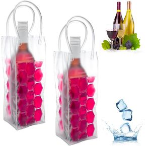 Ice Wine Bag, Wine Chiller, Wine Cooler Refrigerator, Wine Fridge, Wine Bottle Chiller Cooler for Red White Champagne or Sparkling. Set 2 (Pink Wine Bag)