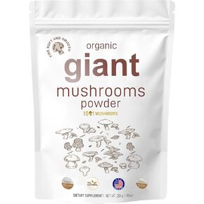 Organic Giant Mushroom ，10 in 1 Mega Mushroom-Complex Formula Powder for Immune System Booster, Reishi & More,Chaga, Lions Mane, Cordyceps, Vegan, (284 Days Supply) in Kuwait