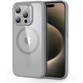 حافظة ESR لهاتف iPhone 15 Pro Max، متوافقة مع MagSafe، حماية من الدرجة العسكرية، مقاومة للاصفرار، ظهر مقاوم للخدش، حافظة هاتف مغناطيسية لهاتف iPhone 15 Pro Max، سلسلة كلاسيكية، رمادي شفاف