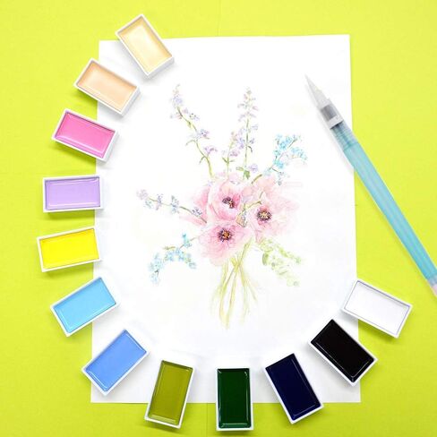 Kuretake GANSAI TAMBI Watercolor Paint Set 24 Colors II - Art Nouveau, Professional-Quality Art Supplies for Artists Adult Painting Sketching, Non-Toxic, Made in Japan in Saudi Arabia