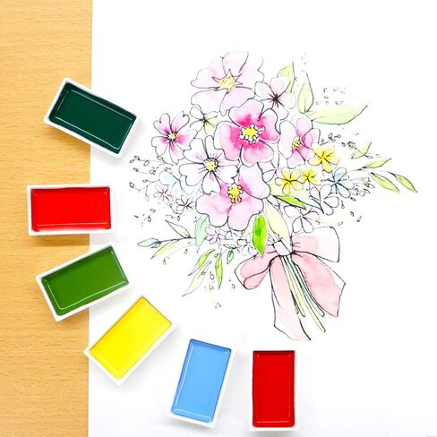 Kuretake GANSAI TAMBI Watercolor Paint Set 24 Colors II - Art Nouveau, Professional-Quality Art Supplies for Artists Adult Painting Sketching, Non-Toxic, Made in Japan in Saudi Arabia
