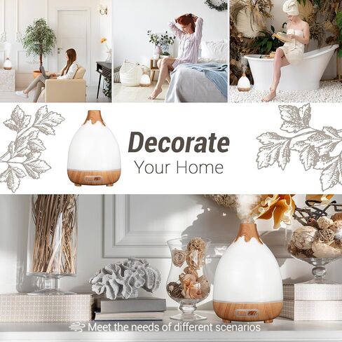 Essential Oil Diffuser, 300ml Quiet Humidifiers for Home, 7 LED Color Safety Auto-Off Timer Aromatherapy Diffuser for Home Office Room,Wood Grain Base (Wood Grain) in Saudi Arabia
