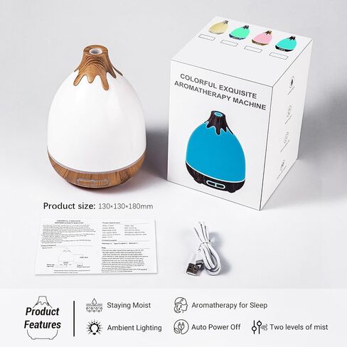 Essential Oil Diffuser, 300ml Quiet Humidifiers for Home, 7 LED Color Safety Auto-Off Timer Aromatherapy Diffuser for Home Office Room,Wood Grain Base (Wood Grain) in Saudi Arabia