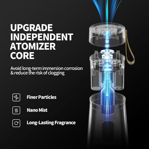 CJC Waterless Aromatherapy Diffuser,Scent Air Machine for Home,Wirelessly Aromatherapy Nebulizer,Anti Oil Leakage Design,1/2/3H Timers Modes & 3 Mist Level,for Bedroom,Living Room,Office,Car (Black) in Saudi Arabia