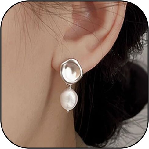 Pearl Drop Earrings for Women Gold Pearl Earrings Dangling Irragular Pearl Stud Statement Earrings Jewelry Gift in Saudi Arabia