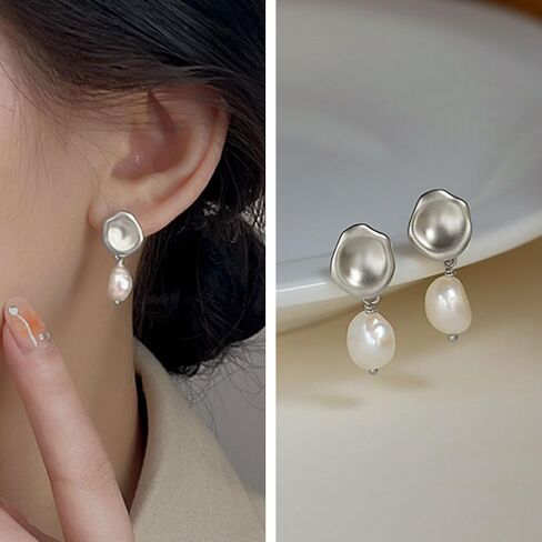 Pearl Drop Earrings for Women Gold Pearl Earrings Dangling Irragular Pearl Stud Statement Earrings Jewelry Gift in Saudi Arabia