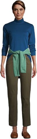 Lands' End Women Long Sleeve Relaxed Cotton Mock Baltic Teal Regular Large in Saudi Arabia