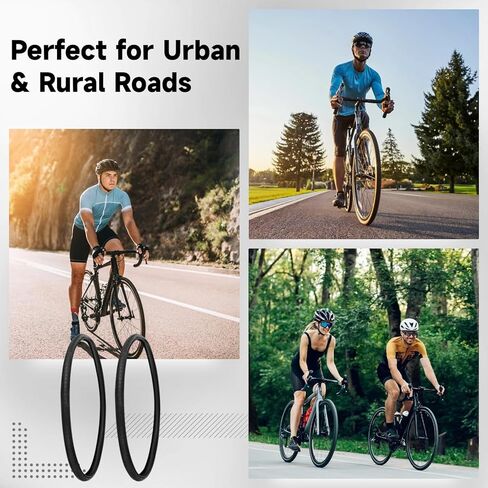 مجموعة إطارات دراجة الطريق 700x28C، إطارات دراجة رفيعة مع أنابيب داخلية وشرائط حافة 28-32C، إطار دراجة مقاوم للثقب مع صمام بريستا، استبدال الإطارات للطرق الصلبة الموحلة الخرسانية الريفية الحضرية in Kuwait