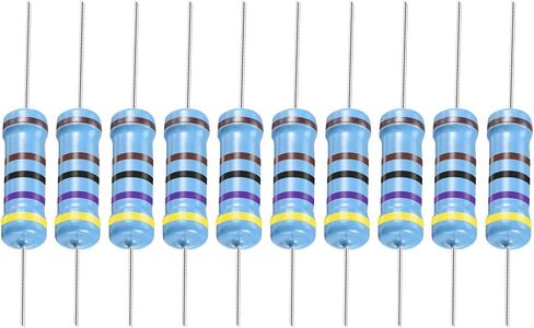 YOKIVE 30 PCS Metal Film Resistors, 4.7K Ohm Resistor with 2W 1% Tolerance, Lead, Good for DIY Electronic Projects (5 Color Bands, 15.5+/-1mm) in Saudi Arabia