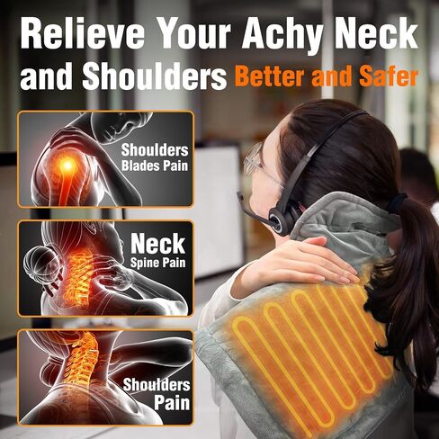 Heating Pad for Neck and Shoulders, 2lb Weighted Neck Heating Pad for Back Pain Relief, Ultra Soft Neck Heating Pad 6 Heat Settings 4 Timers Auto Off Birthday Christmas Gifts for Women Men Mom in Saudi Arabia