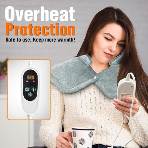 Heating Pad for Neck and Shoulders, 2lb Weighted Neck Heating Pad for Back Pain Relief, Ultra Soft Neck Heating Pad 6 Heat Settings 4 Timers Auto Off Birthday Christmas Gifts for Women Men Mom in Saudi Arabia