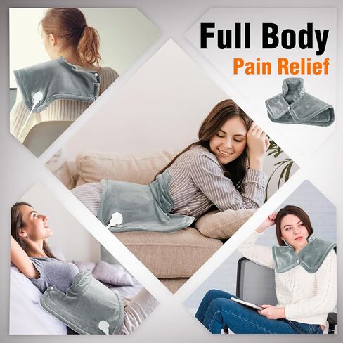 Heating Pad for Neck and Shoulders, 2lb Weighted Neck Heating Pad for Back Pain Relief, Ultra Soft Neck Heating Pad 6 Heat Settings 4 Timers Auto Off Birthday Christmas Gifts for Women Men Mom in Saudi Arabia