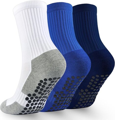 Kids Grip Soccer Socks Boys Basketball Crew Socks Cushioned Athletic Non Slip Socks Girls Running Sport Youth in Saudi Arabia