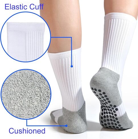 Kids Grip Soccer Socks Boys Basketball Crew Socks Cushioned Athletic Non Slip Socks Girls Running Sport Youth in Saudi Arabia