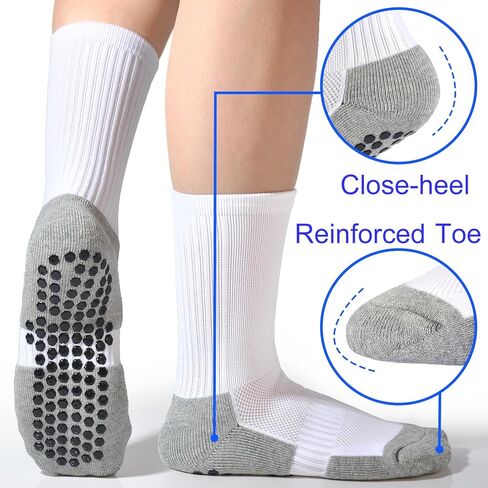 Kids Grip Soccer Socks Boys Basketball Crew Socks Cushioned Athletic Non Slip Socks Girls Running Sport Youth in Saudi Arabia