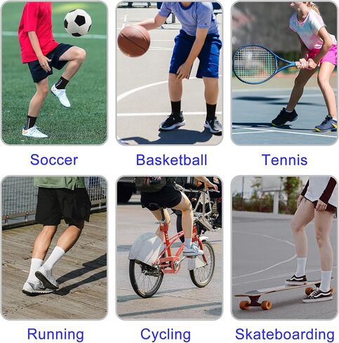 Kids Grip Soccer Socks Boys Basketball Crew Socks Cushioned Athletic Non Slip Socks Girls Running Sport Youth in Saudi Arabia