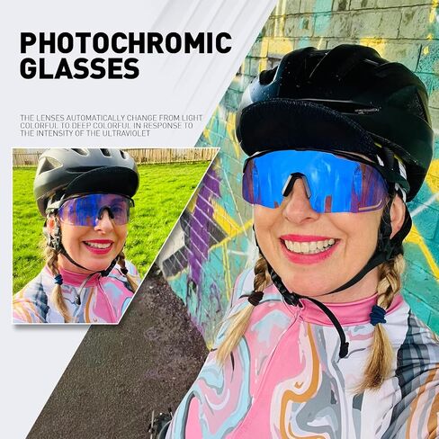KAPVOE Photochromic Cycling Glasses Men Women Clear Mountain Bike Sunglasses Sports Sunglasses MTB Biking Baseball in Kuwait