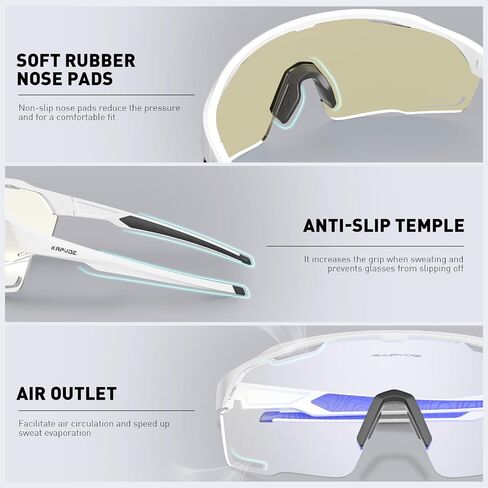 KAPVOE Photochromic Cycling Glasses Men Women Clear Mountain Bike Sunglasses Sports Sunglasses MTB Biking Baseball in Kuwait