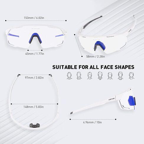 KAPVOE Photochromic Cycling Glasses Men Women Clear Mountain Bike Sunglasses Sports Sunglasses MTB Biking Baseball in Kuwait