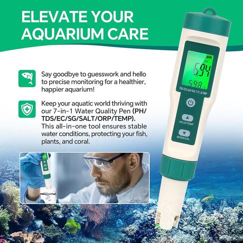 PH and TDS Meter, 7-in-1 Digital pH Tester for Water, PH/TDS/EC/SG/ORP/Salt/Temp in Saudi Arabia