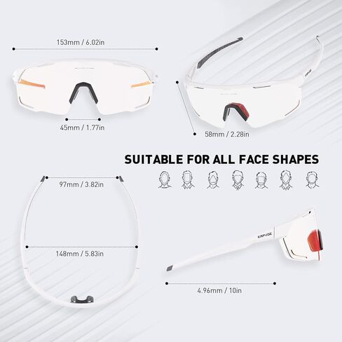 KAPVOE Photochromic Cycling Glasses Men Women Clear Mountain Bike Sunglasses Sports Sunglasses MTB Biking Baseball in Kuwait