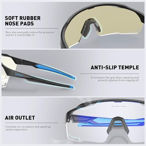 KAPVOE Photochromic Cycling Glasses Men Women Clear Mountain Bike Sunglasses Sports Sunglasses MTB Biking Baseball in Kuwait
