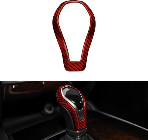 Gear Center Shift Head Console Real Carbon Fiber Covers Panel for Infiniti QX60(2016-2020) Q60(2016-2022) QX80(2018-2022), Interior Button Decal Sticker Protect Decor Frame Car Accessories, Hard Red in Kuwait