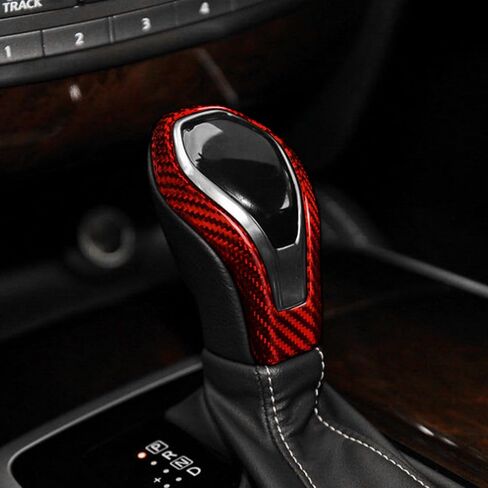 Gear Center Shift Head Console Real Carbon Fiber Covers Panel for Infiniti QX60(2016-2020) Q60(2016-2022) QX80(2018-2022), Interior Button Decal Sticker Protect Decor Frame Car Accessories, Hard Red in Kuwait
