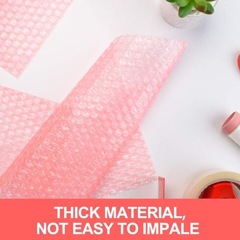 Fuxury Pink 16 بوصة وسادة فقاعية مضادة للكهرباء الساكنة لفة لف فقاعات الهواء 1 لفة 36 قدمًا، مثقوبة كل 12 بوصة، تتضمن 10 ملصقات لاصقة هشة لتغليف مستلزمات صناديق الشحن المتحركة in Kuwait
