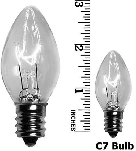 GOOTHY 25 Pack C7 Clear Replacement Bulbs, C7 Clear Light Bulbs for Christmas Outdoor Patio Indoor String Lights, C7/E12 Candelabra Base, 5 Watt Night Light Bulbs- Clear in Saudi Arabia
