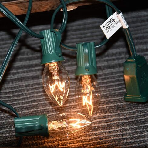 GOOTHY 25 Pack C7 Clear Replacement Bulbs, C7 Clear Light Bulbs for Christmas Outdoor Patio Indoor String Lights, C7/E12 Candelabra Base, 5 Watt Night Light Bulbs- Clear in Saudi Arabia